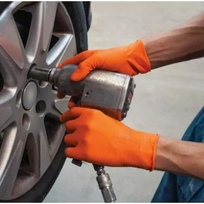 4GRIP Orange Dotted Nitrile Gloves - Image 3